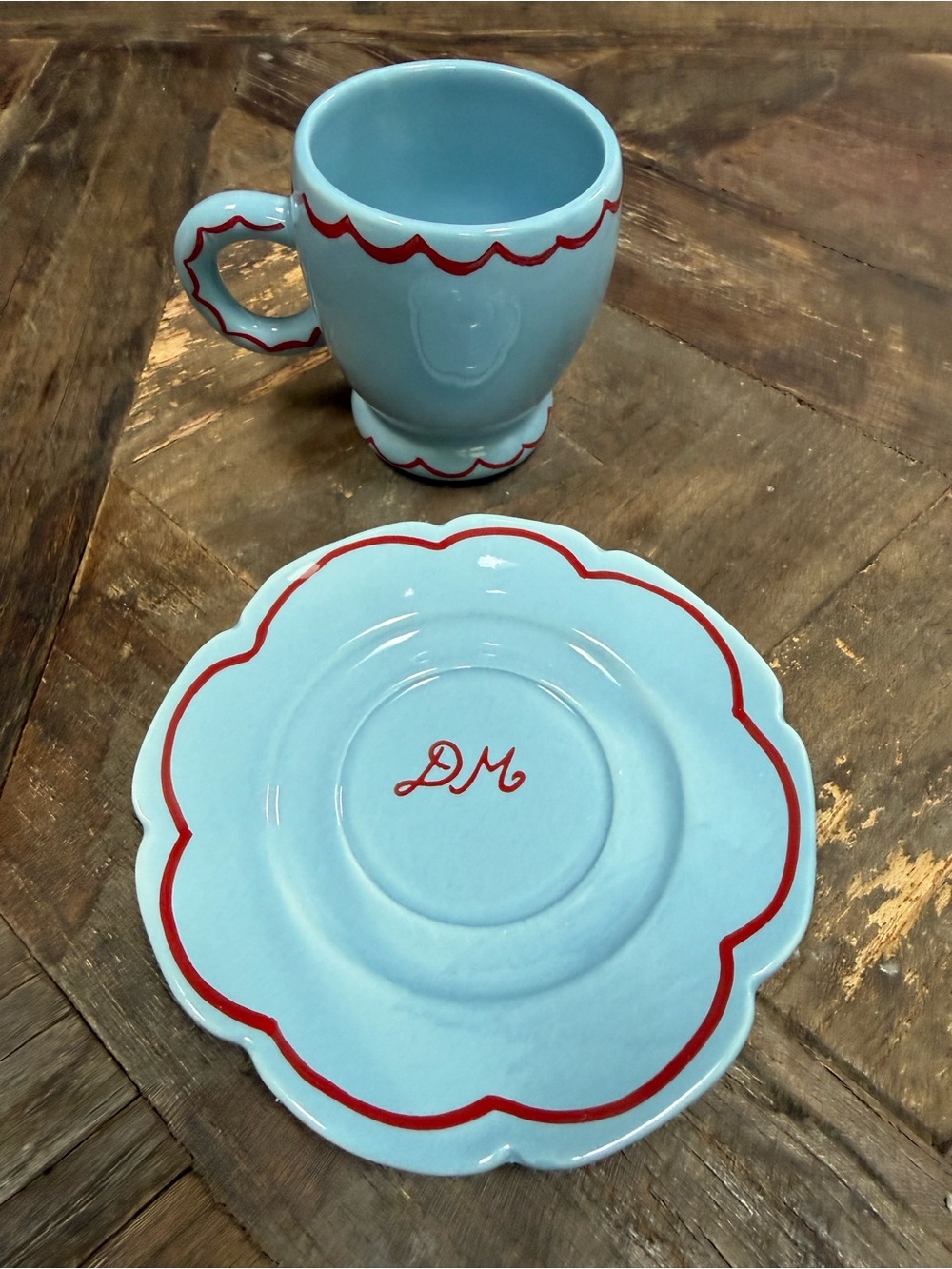 Damson Madder Anthropologie Blue Stoneware Espresso Cup & Saucer Set Sold Out